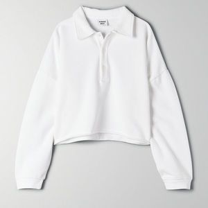 NWT Sunday Best Cropped Fleece Polo - XXS White